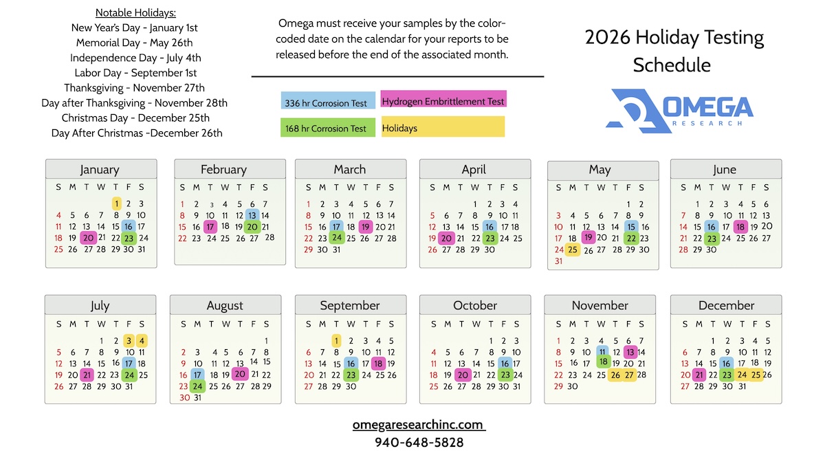 Test Schedule Calendar